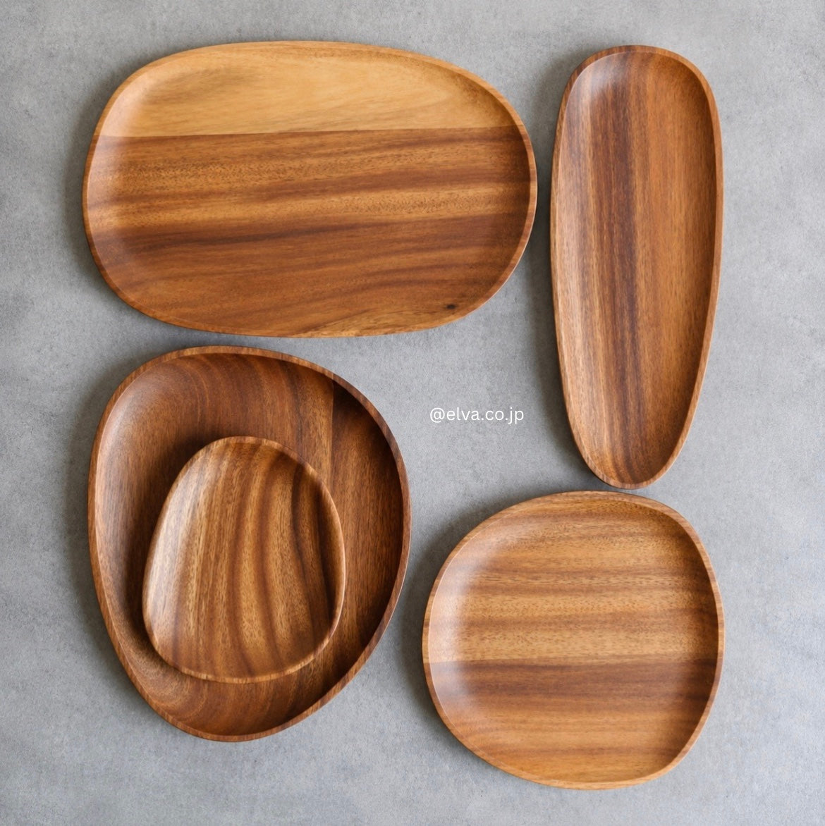 Moku Tray™｜天然木のぬくもり・アカシアウッドプレート5個セット