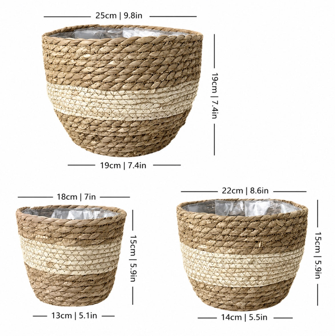 Mori Basket™｜天然素材のラタンプランター 3点セット